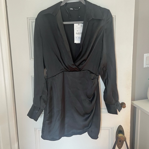 Zara Dresses Zara Satin Front Wrap Dress Poshmark